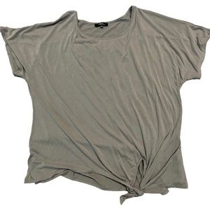 Grey flowy side front tie top